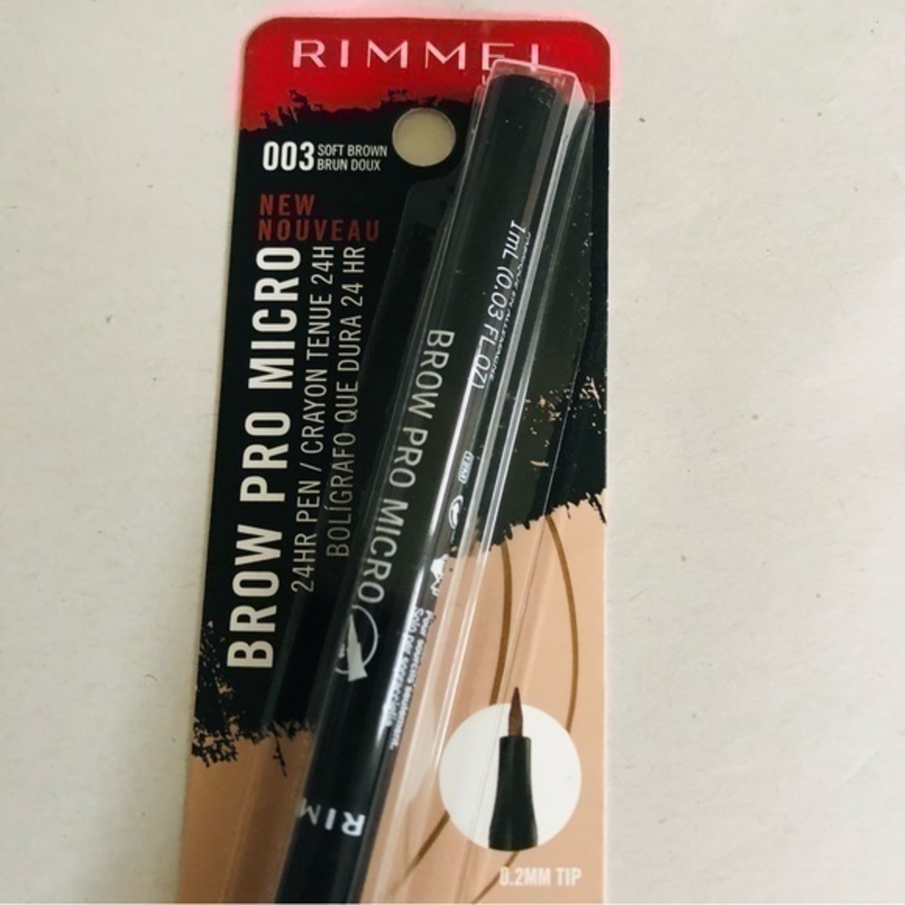Rimmel brow pro micro 24hr stroke pen in 003 soft brown, 0.03 ounce